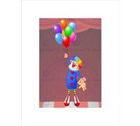 Wee Blue Coo Nursery Circus Clown Balloon Float Teddy Bear Funny Kids Art Wall Art Print
