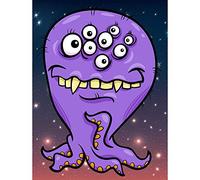 Wee Blue Coo Nursery Funny Monster Alien Octopus Teeth Purple Kids Bedroom Art Print Poster Wall Decor 12X16 Inch