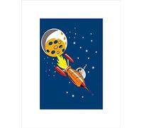 Wee Blue Coo Nursery Spaceship Spaceman Moon Planet Space Kids Bedroom Wall Art Print
