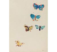 Wee Blue Coo Odilon Redon French Five Butterflies Old Painting Art Print Poster Wall Decor 12X16 Inch