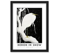 Wee Blue Coo Ohara Koson Heron In Snow Painting Artwork Framed Wall Art Print A4