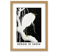 Wee Blue Coo Ohara Koson Heron In Snow Painting Artwork Framed Wall Art Print A4