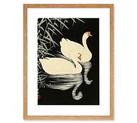 Wee Blue Coo Ohara Koson Swans Artwork Framed Wall Art Print 12X16 Inch