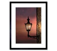 Wee Blue Coo OLD LAMP TUSCAN VILLAGE SUNSET BLACK FRAME FRAMED ART PRINT PICTURE B12X9358