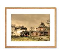 Wee Blue Coo Old Retro Steam Train Locomotive Engine Picture Framed Wall Art Print