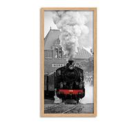 Wee Blue Coo Old Steam Train Engine Long Panel Framed Wall Art Print