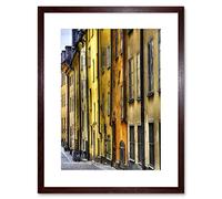 Wee Blue Coo Old Town Buildings Architecture Yellow Picture Framed Wall Art Print