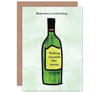 Wee Blue Coo OSCAR WILDE MODERATION FATAL THING EXCESS WINE BLANK BIRTHDAY CARD