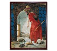 Wee Blue Coo Osman Hamdi Bey Tortoise Trainer Old Master Painting Art Print Framed Poster Wall Decor 12X16 Inch