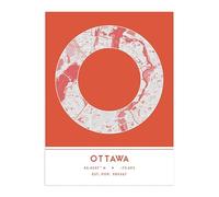 Wee Blue Coo Ottawa Canada City Map Orange Colour Block Modern Typography Stylish Letter Unframed Word Wall Art Print Poster for Home Décor CITYMAP1