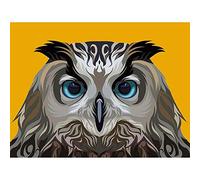 Wee Blue Coo Owl Illustration On Orange Art Print Poster Wall Decor 12X16 Inch