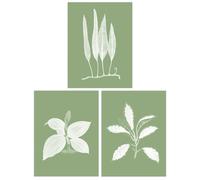 Wee Blue Coo Pack of 3 Sage Green Tree Plant Detailed Foliage Xray Imprint Monochrome Botanical Unframed Wall Art Living Room Prints Set in Pale Green Wee Blue Coo Pale Green