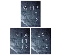 Wee Blue Coo Pack of 3 Whip Mix Eat It Up Grey Slate Kitchen Quote Minimal Typography Unframed Wall Art Living Room Prints Set