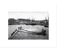 Wee Blue Coo Padstow Quay Cornwall England Vintage History Old BW Wall Art Print