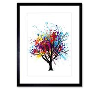Wee Blue Coo PAINT SPLAT ABSTRACT TREE RAINBOW BLACK FRAME FRAMED ART PRINT PICTURE B12X9387