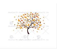 Wee Blue Coo PAINTING ABSTRACT NATURE TREE LEAVES DESIGN PATTERN FRAMED PRINT B12X8252