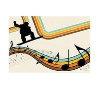 Wee Blue Coo Painting Abstract Snowboarding Music Retro Colours Wall Art Print