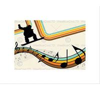 Wee Blue Coo Painting Abstract Snowboarding Music Retro Colours Wall Art Print