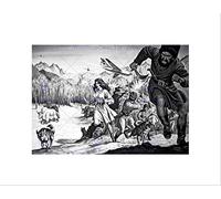 Wee Blue Coo PAINTING ACTION SCENE PLANE GUN DOG YAK KNIFE BLACK FRAMED ART PRINT B12X11593