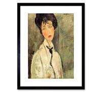 Wee Blue Coo Painting Amedeo Modigliani Woman With Black Tie Framed Wall Art Print
