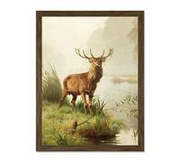 Wee Blue Coo Painting Animal Portrait Red Deer Stag Mackeprang Art Large Framed Art Print Poster Wall Decor 18x24 inch