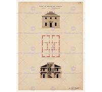 Wee Blue Coo Painting Architectural Plan Baltard Coal Market Plan Paris Wall Art Print