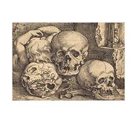 Wee Blue Coo Painting Barthel Beham German Child Three Skulls Old Wall Art Print