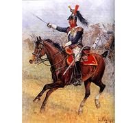 Wee Blue Coo Painting Battle Scene Chelminski Duchy Cavalry Napoleonic War Art Print Poster Wall Decor 12X16 Inch