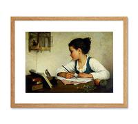Wee Blue Coo Painting Browne Girl Writing Pet Goldfinch Framed Wall Art Print