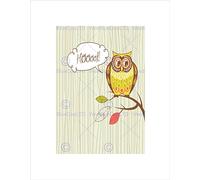 Wee Blue Coo PAINTING CARTOON OWL HOOT LEAVES BRANCH CUTE BLACK FRAMED ART PRINT B12X8533