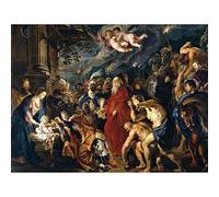 Wee Blue Coo Painting Christian Christmas Baby Jesus Mary Nativity Reyes Magos Prado Art Print Poster Wall Decor 12X16 Inch