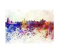 Wee Blue Coo Painting Cityscape Chicago Skyline Paint Splash Wall Art Print