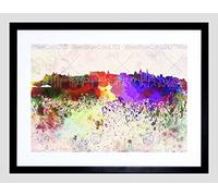 Wee Blue Coo Painting Cityscape Edinburgh Skyline Paint Splash Framed Wall Art Print