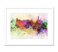 Wee Blue Coo Painting Cityscape Hong Kong Paint Splash Skyline Frame Print Picture F12X646
