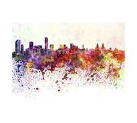 Wee Blue Coo Painting Cityscape Liverpool Skyline Paint Splash Wall Art Print