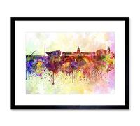 Wee Blue Coo Painting Cityscape Paint Splash Skyline Dublin Framed Wall Art Print