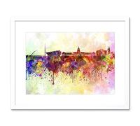 Wee Blue Coo Painting Cityscape Paint Splash Skyline Dublin Framed Wall Art Print