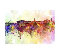Wee Blue Coo Painting Cityscape Paint Splash Skyline Dublin Wall Art Print