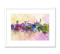 Wee Blue Coo Painting Cityscape Paint Splash Skyline Glasgow Framed Wall Art Print
