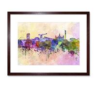 Wee Blue Coo Painting Cityscape Paint Splash Skyline Glasgow Framed Wall Art Print