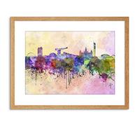 Wee Blue Coo Painting Cityscape Paint Splash Skyline Glasgow Framed Wall Art Print