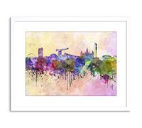Wee Blue Coo Painting Cityscape Paint Splash Skyline Glasgow Framed Wall Art Print