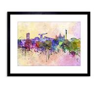 Wee Blue Coo Painting Cityscape Paint Splash Skyline Glasgow Framed Wall Art Print