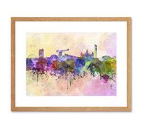 Wee Blue Coo Painting Cityscape Paint Splash Skyline Glasgow Framed Wall Art Print