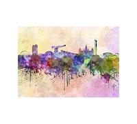 Wee Blue Coo Painting Cityscape Paint Splash Skyline Glasgow Wall Art Print