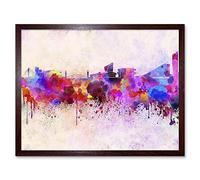 Wee Blue Coo Painting Cityscape Paint Splash Skyline Manchester Art Print Framed Poster Wall Decor 12X16 Inch
