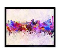 Wee Blue Coo Painting Cityscape Paint Splash Skyline Manchester Art Print Framed Poster Wall Decor 12X16 Inch