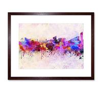 Wee Blue Coo Painting Cityscape Paint Splash Skyline Manchester Framed Wall Art Print