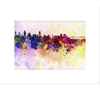 Wee Blue Coo Painting Cityscape Paint Splash Skyline Montreal Wall Art Print