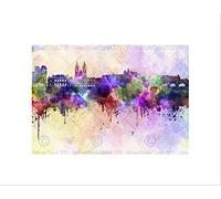 Wee Blue Coo Painting Cityscape Paint Splash Skyline Prague Wall Art Print